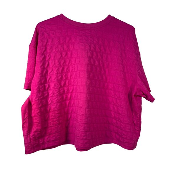 A New Day Womens 2X Textured Fuchsia Crop Top - Picture 3 of 5